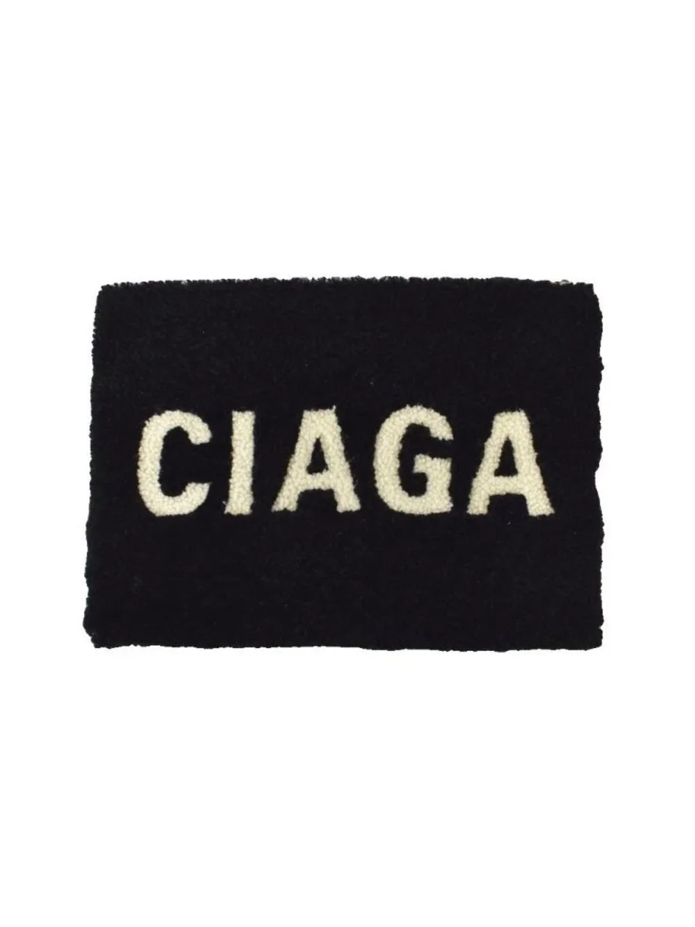 Balenciaga Clutch Shearling Fleece Logo Black White